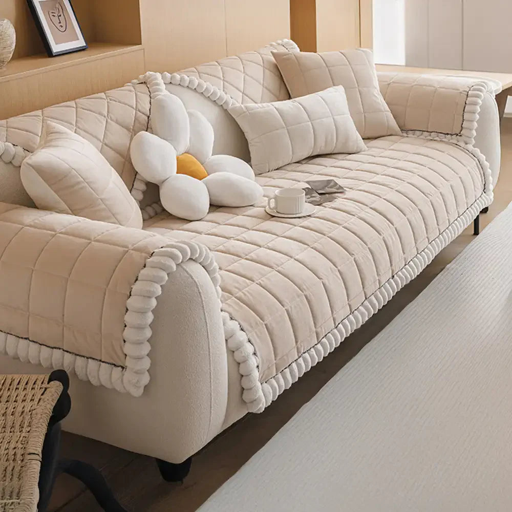 Copertura per divano quadrata in peluche corto semplice, antigraffio e antiscivolo