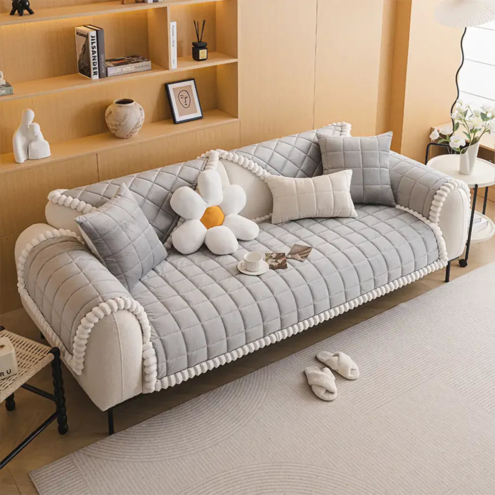Copertura per divano quadrata in peluche corto semplice, antigraffio e antiscivolo
