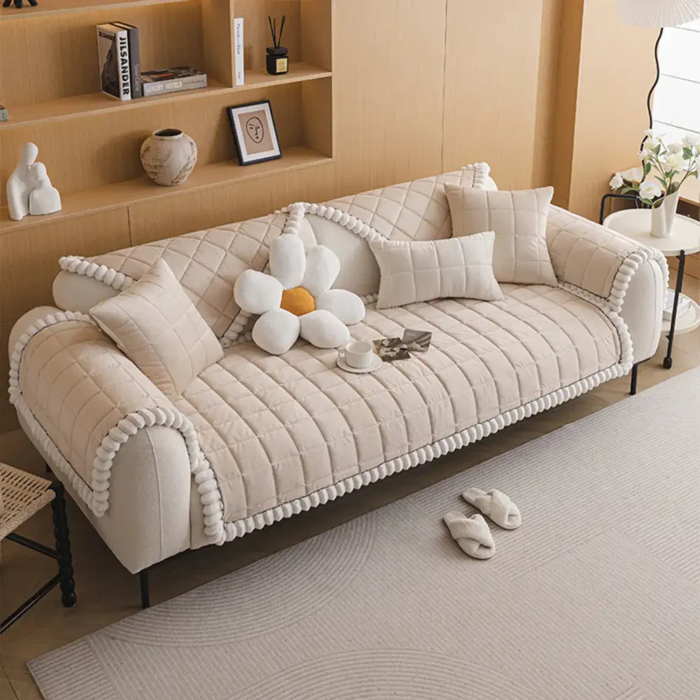 Copertura per divano quadrata in peluche corto semplice, antigraffio e antiscivolo