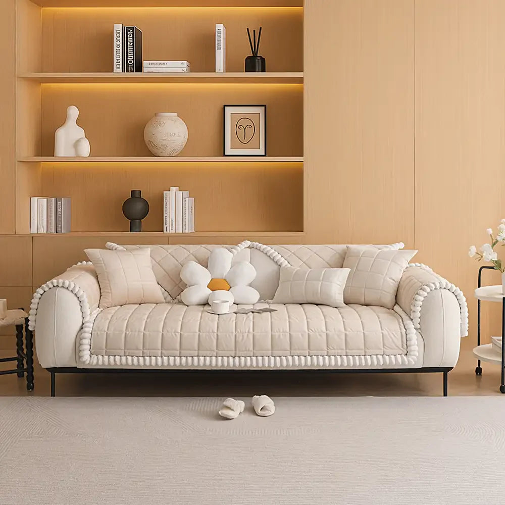 Copertura per divano quadrata in peluche corto semplice, antigraffio e antiscivolo