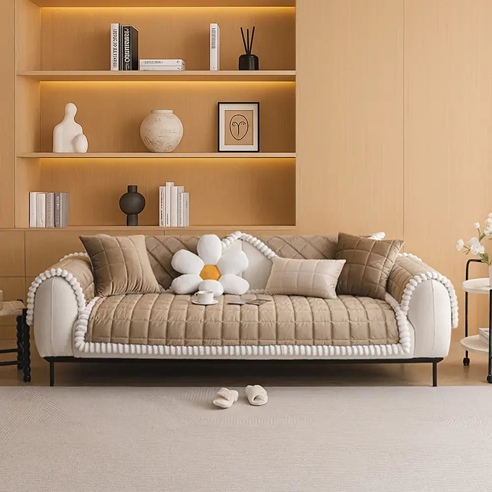 Copertura per divano quadrata in peluche corto semplice, antigraffio e antiscivolo