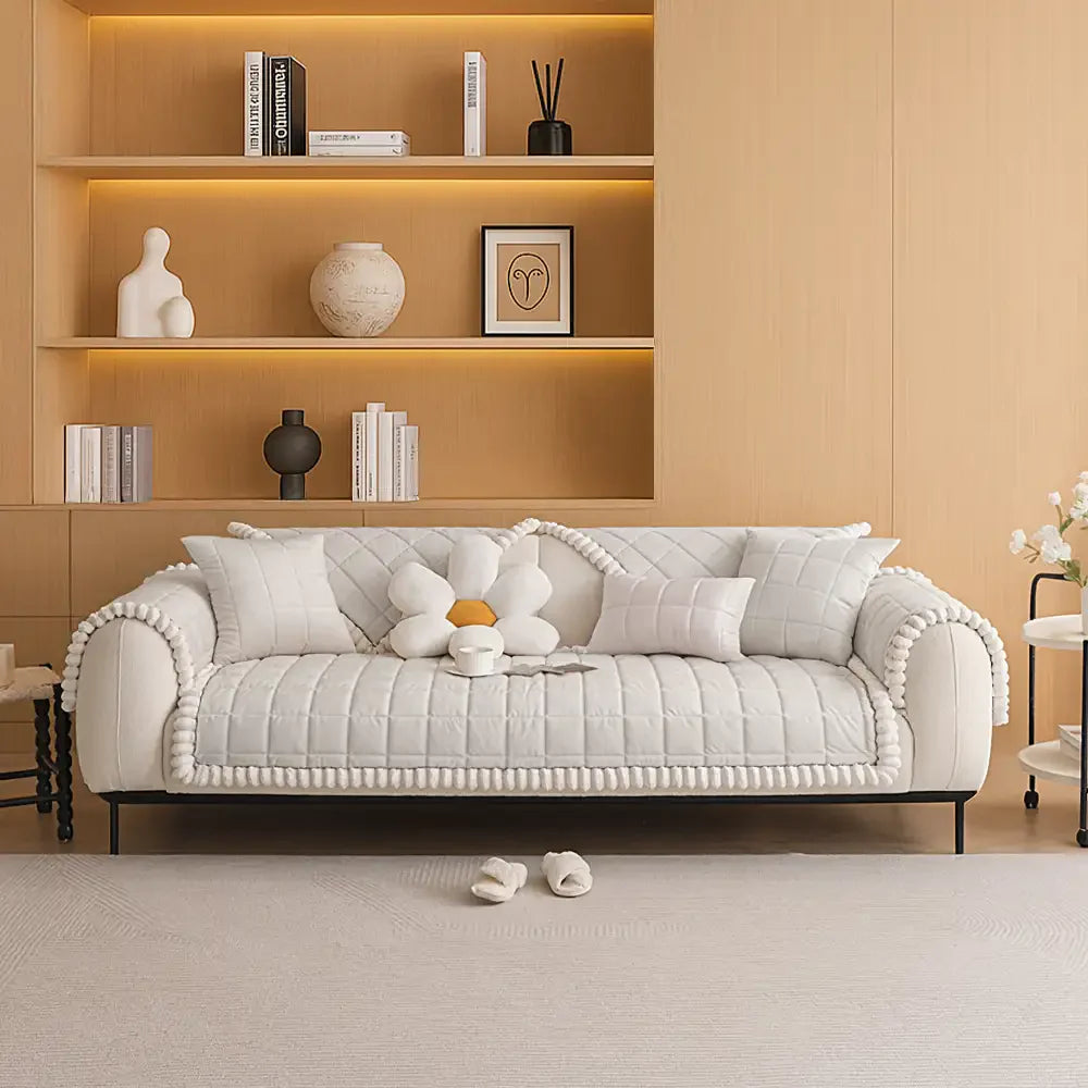 Copertura per divano quadrata in peluche corto semplice, antigraffio e antiscivolo