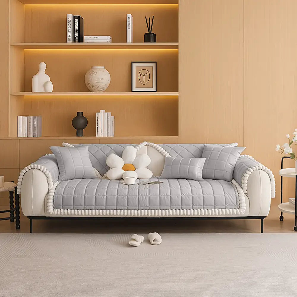 Copertura per divano quadrata in peluche corto semplice, antigraffio e antiscivolo