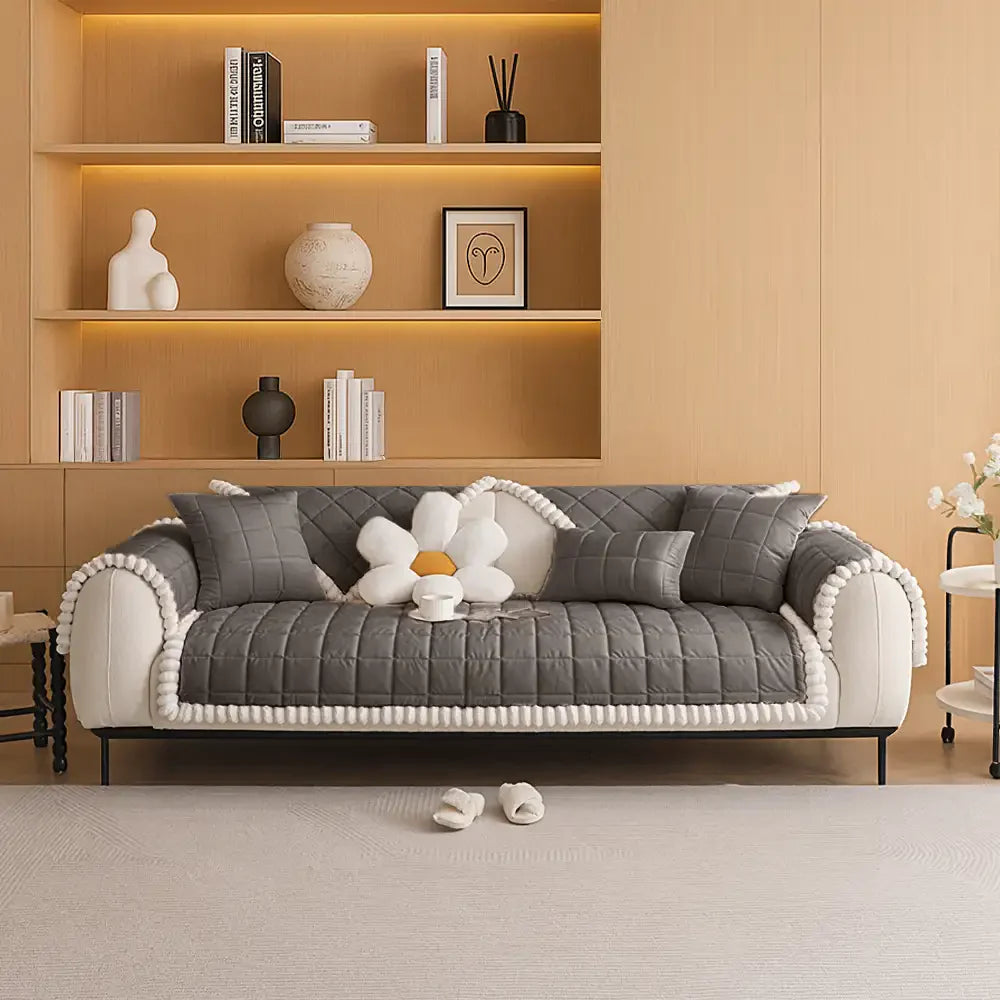 Copertura per divano quadrata in peluche corto semplice, antigraffio e antiscivolo