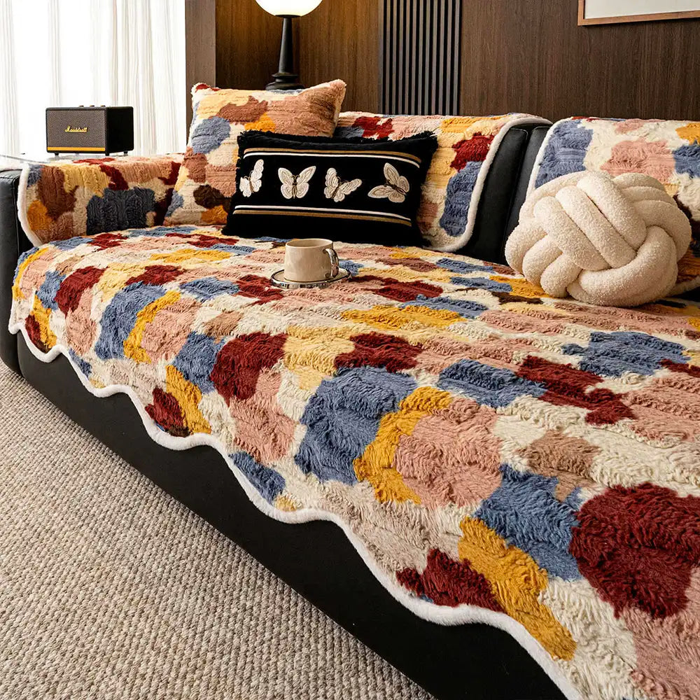 Copertura divano in pelliccia artificiale di coniglio, morbida e antiscivolo