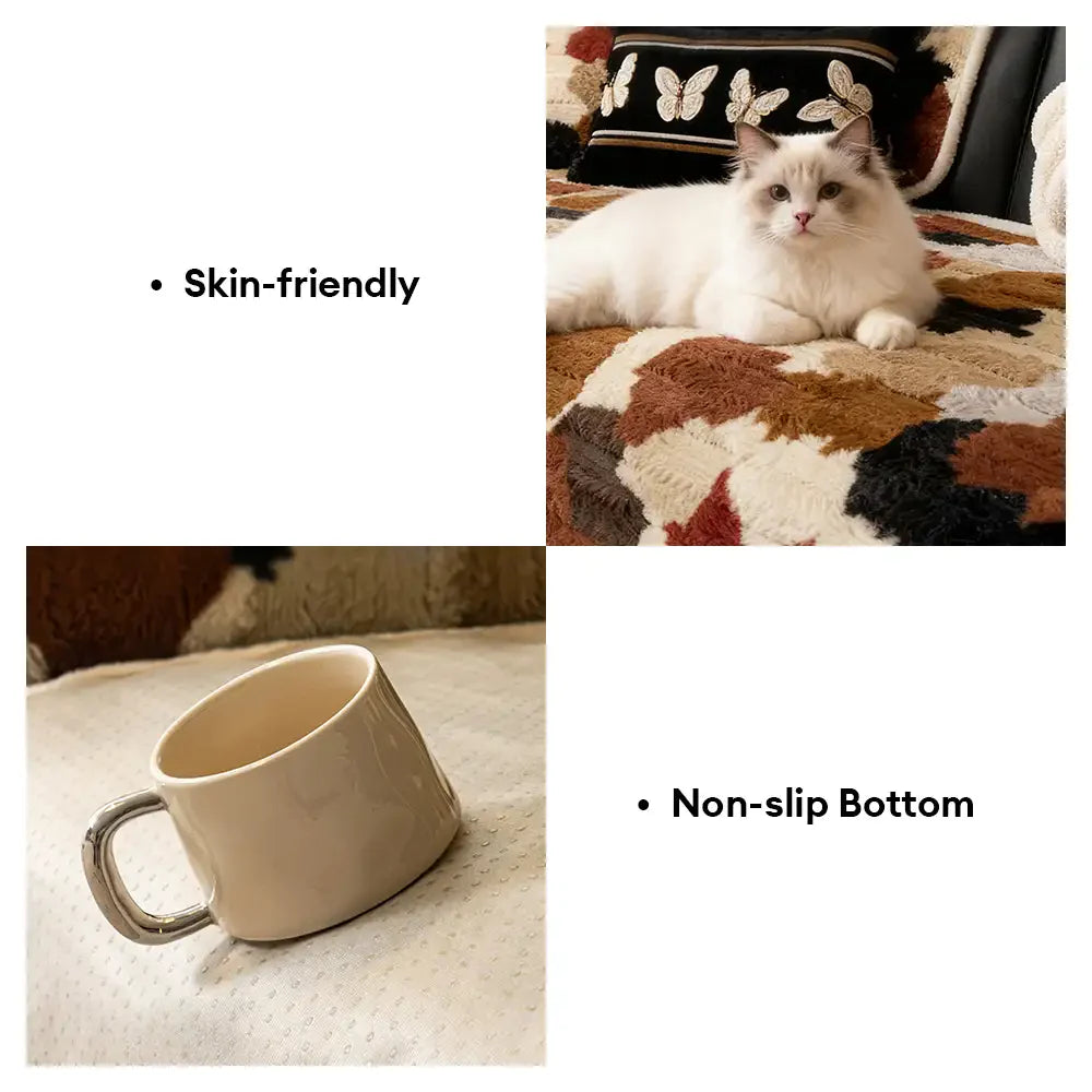 Copertura divano in pelliccia artificiale di coniglio, morbida e antiscivolo