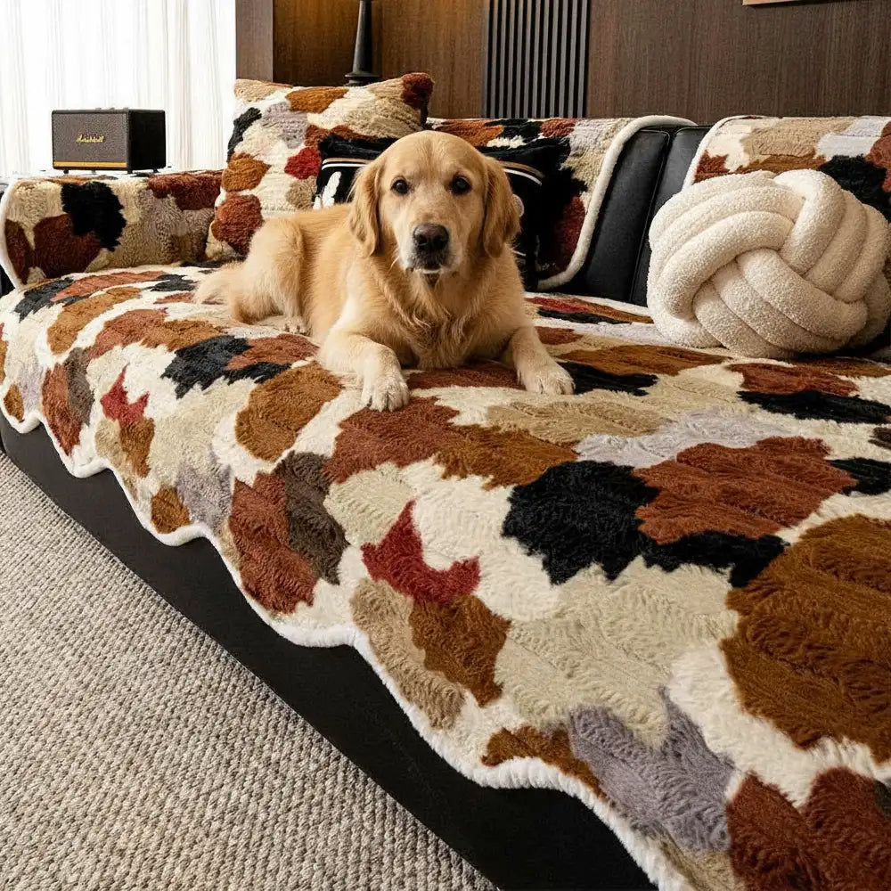 Copertura divano in pelliccia artificiale di coniglio, morbida e antiscivolo