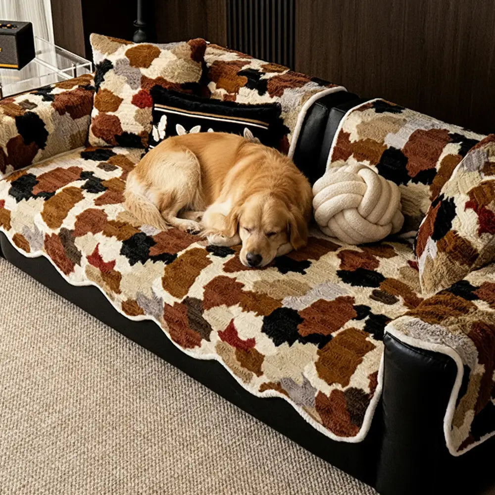 Copertura divano in pelliccia artificiale di coniglio, morbida e antiscivolo