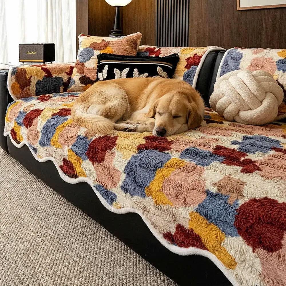 Copertura divano in pelliccia artificiale di coniglio, morbida e antiscivolo