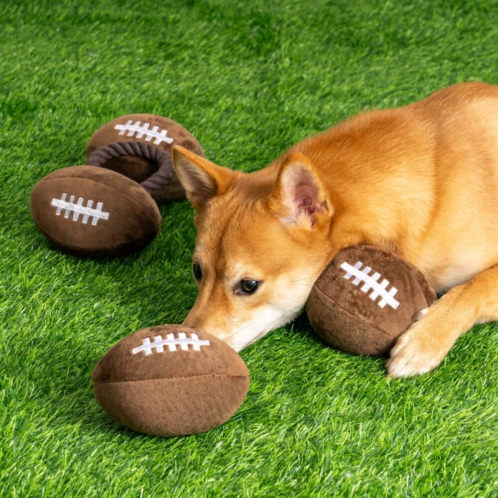Giocattolo interattivo per cani in peluche a forma di rugby Super Bowl con suono