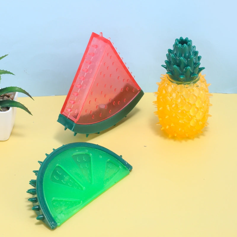 Giocattolo per cani a forma di frutta congelata riempito d'acqua in gomma da dentizione