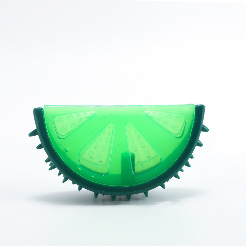 Giocattolo per cani a forma di frutta congelata riempito d'acqua in gomma da dentizione