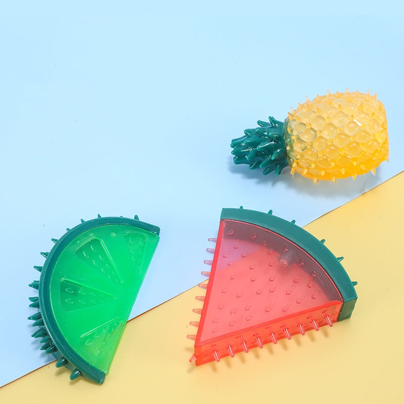 Giocattolo per cani a forma di frutta congelata riempito d'acqua in gomma da dentizione