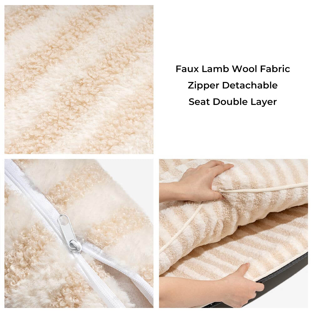 Divano per cani e gatti a doppio strato in faux lambswool a righe alla moda