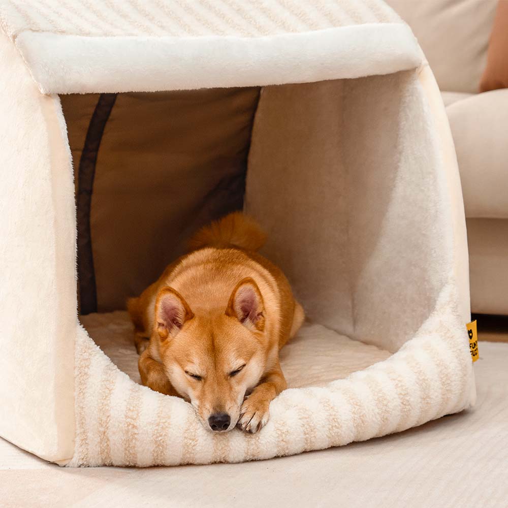Letto per cani ortopedico a righe alla moda - Rifugio accogliente