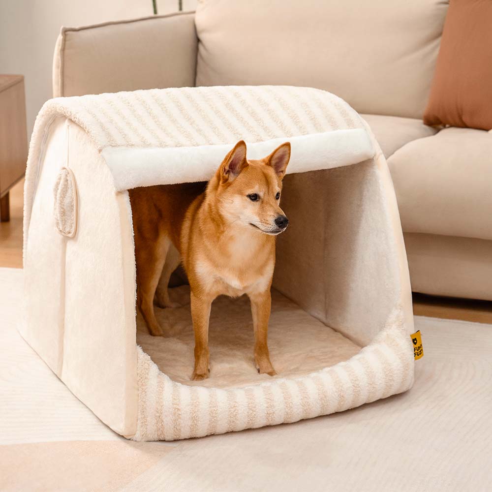 Letto per cani ortopedico a righe alla moda - Rifugio accogliente