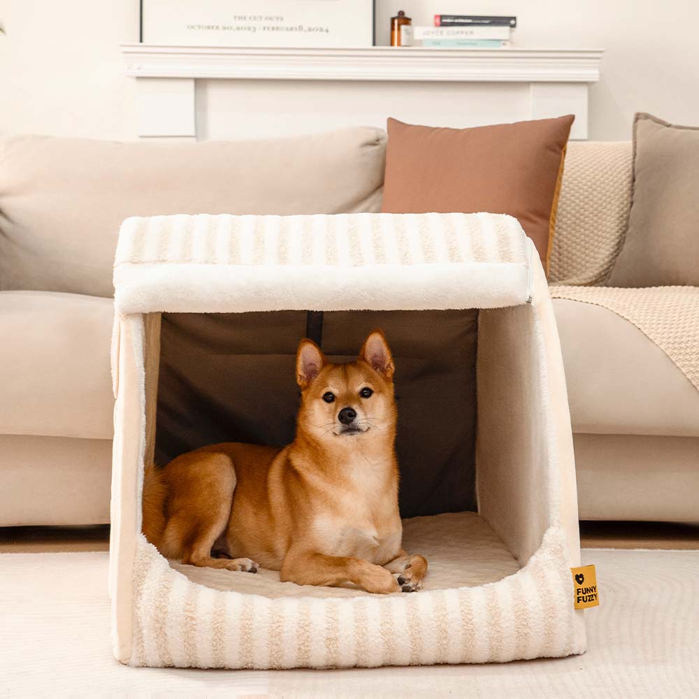 Letto per cani ortopedico a righe alla moda - Rifugio accogliente