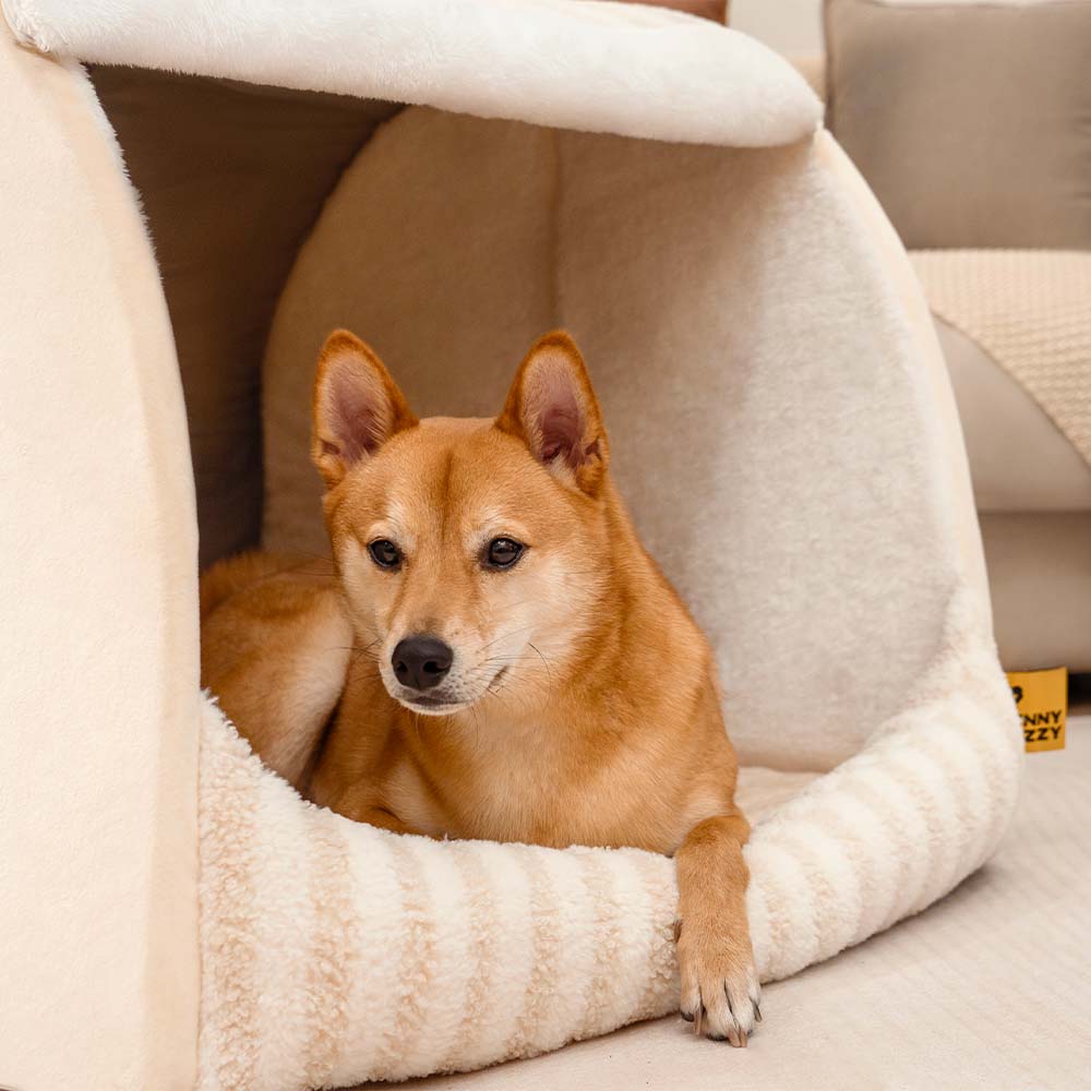 Letto per cani ortopedico a righe alla moda - Rifugio accogliente