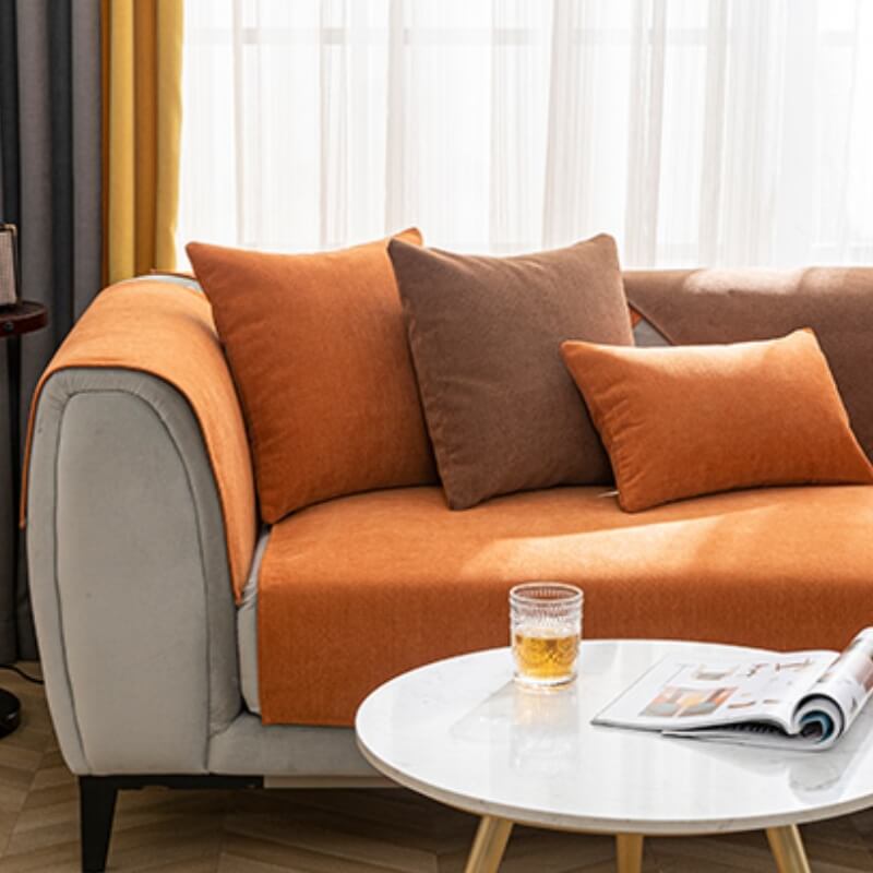 Copertura protettiva per divano in chenille confortevole color vermiglio