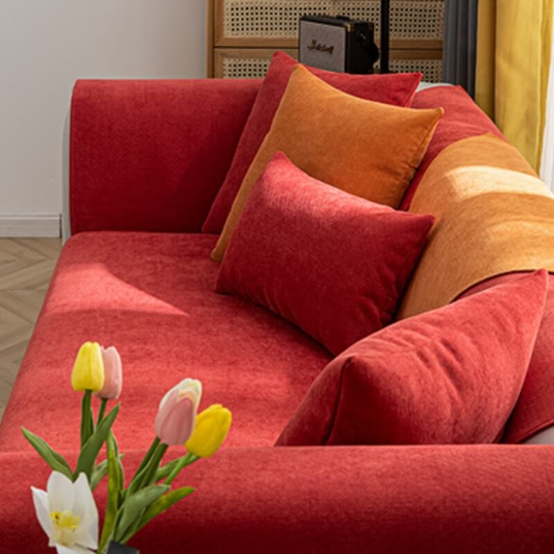 Copertura protettiva per divano in chenille confortevole color vermiglio