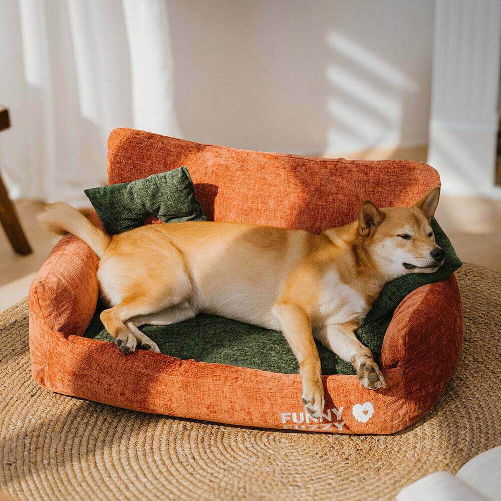 Divano letto per cani e gatti in tessuto chenille stile vintage