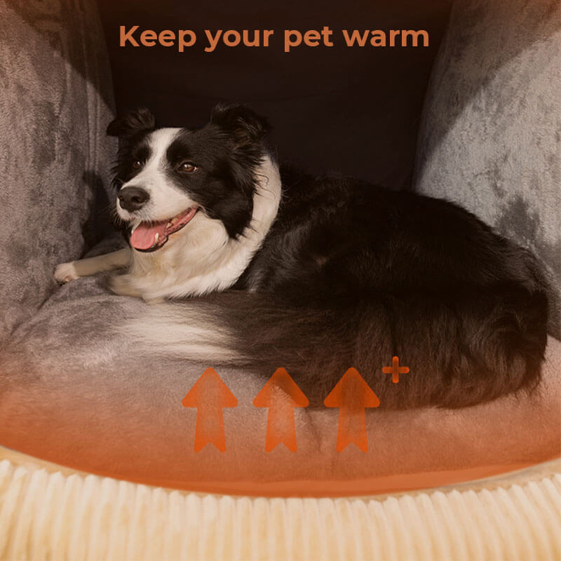 Letto per cani grande in flanella caldo, rimovibile e semi-chiuso.
