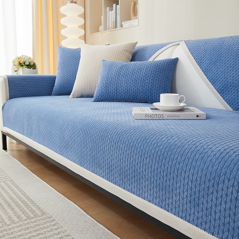 Copertura per divano antiscivolo in chenille con motivo di spighe di grano
