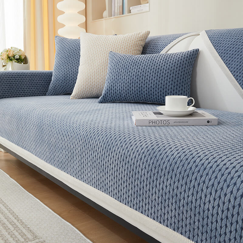 Copertura per divano antiscivolo in chenille con motivo di spighe di grano