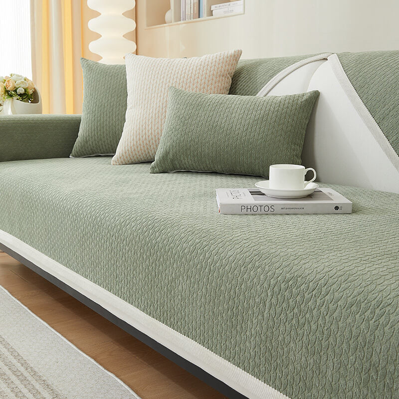 Copertura per divano antiscivolo in chenille con motivo di spighe di grano
