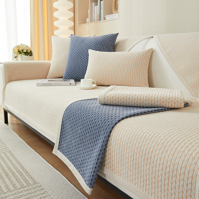 Copertura per divano antiscivolo in chenille con motivo di spighe di grano