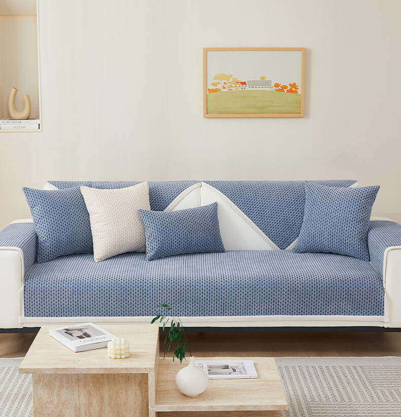 Copertura per divano antiscivolo in chenille con motivo di spighe di grano