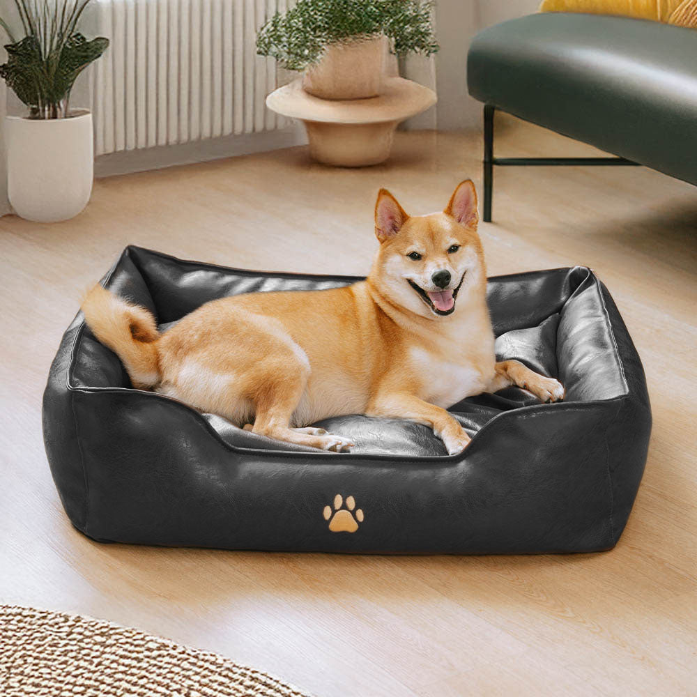 Letto per cani in pelle ecologica impermeabile, rimovibile e di lusso.