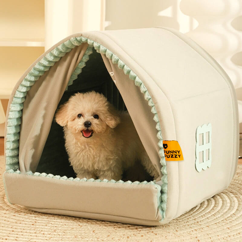 Casa per animali con doppie tende Letto per cani chiuso
