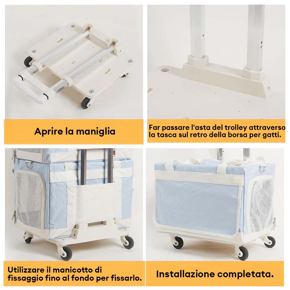 Borsa Per Animali Da Compagnia Rotolante Da Viaggio Multi-gatto A Doppio Strato Con Rotelle