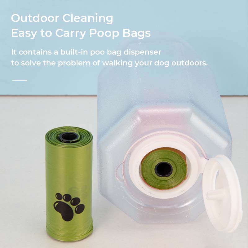 Bottiglia d'acqua portatile multifunzionale 3 in 1 per passeggiate con cane