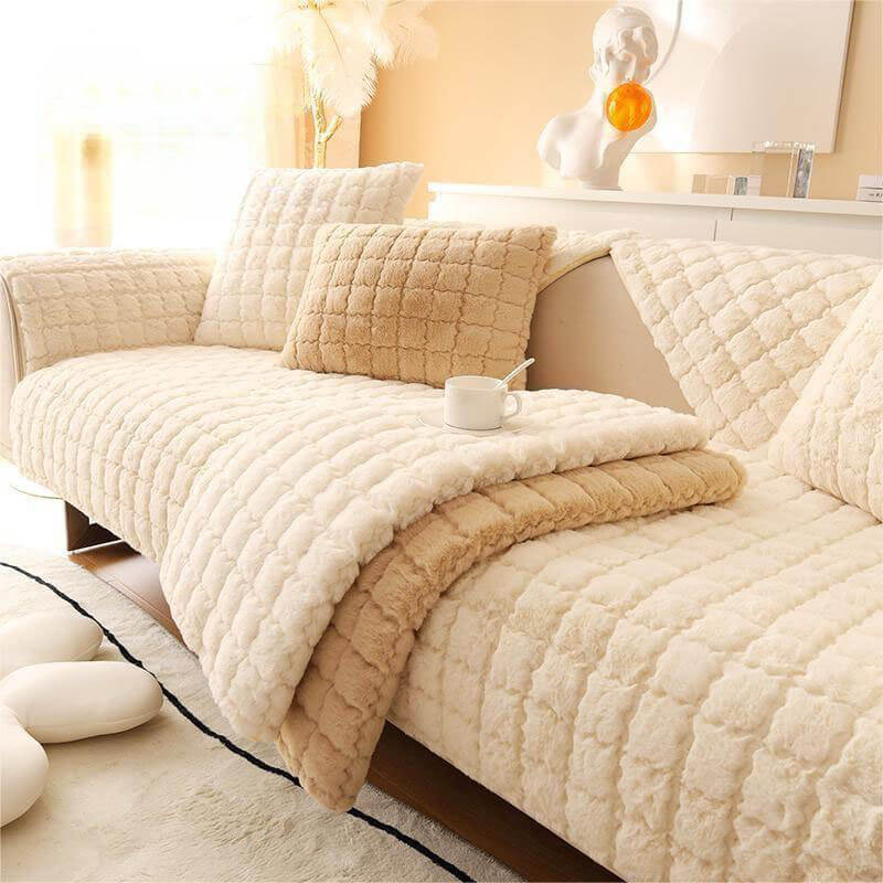 Copertura per divano in morbido biscotto in peluche antiscivolo
