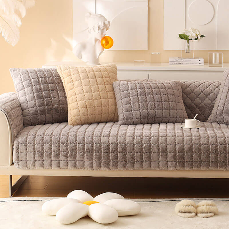 Copertura per divano in morbido biscotto in peluche antiscivolo