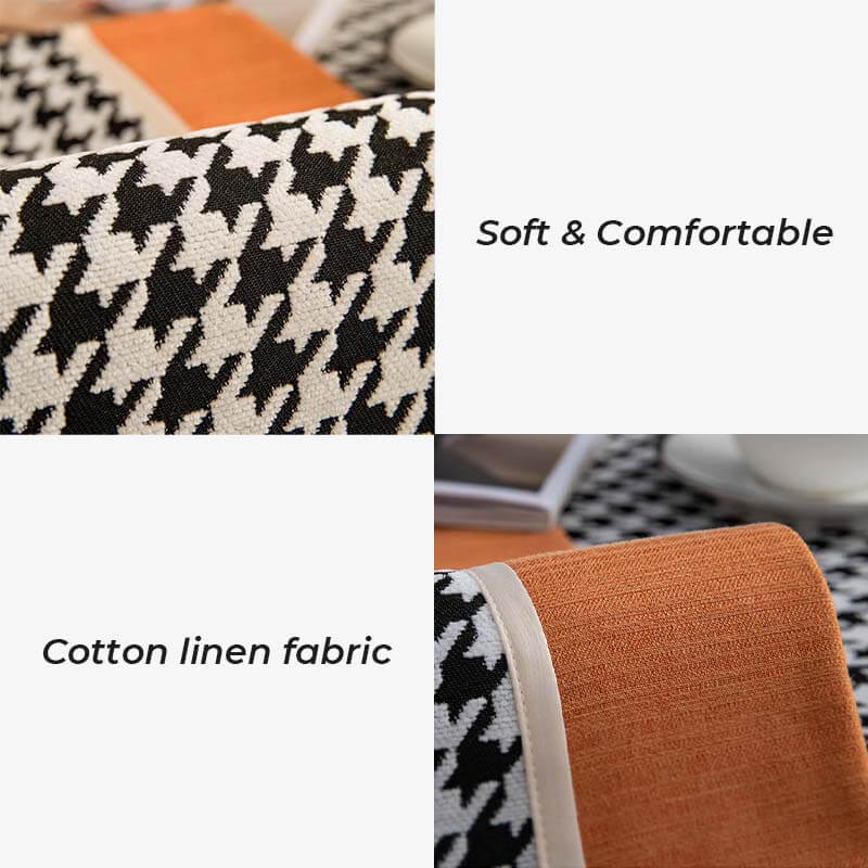 Copridivano in chenille antiscivolo con motivo houndstooth classico