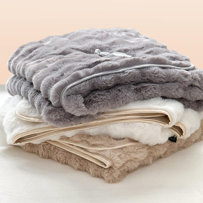 Copertura per materasso con angoli in pelliccia sintetica di coniglio deluxe