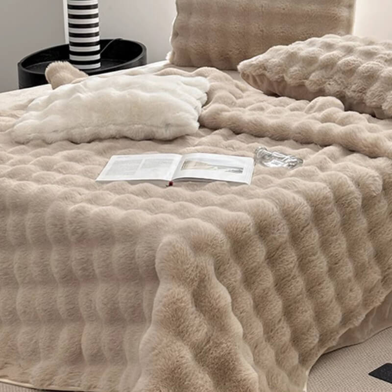 Copertura per materasso con angoli in pelliccia sintetica di coniglio deluxe