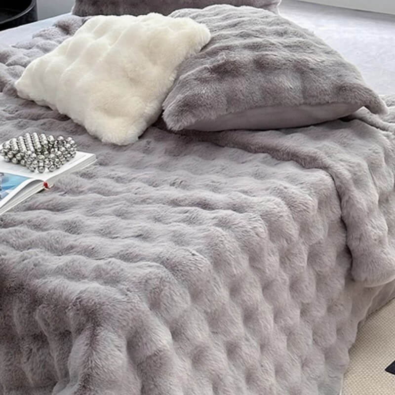 Copertura per materasso con angoli in pelliccia sintetica di coniglio deluxe
