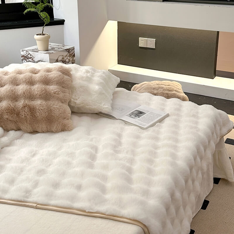 Copertura per materasso con angoli in pelliccia sintetica di coniglio deluxe