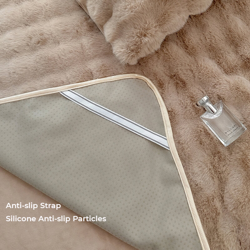 Copertura per materasso con angoli in pelliccia sintetica di coniglio deluxe