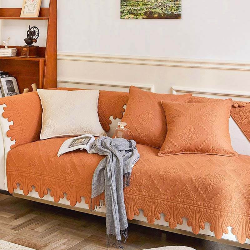 Copertura per divano in cotone lavabile con spigoli in tessuto alla moda