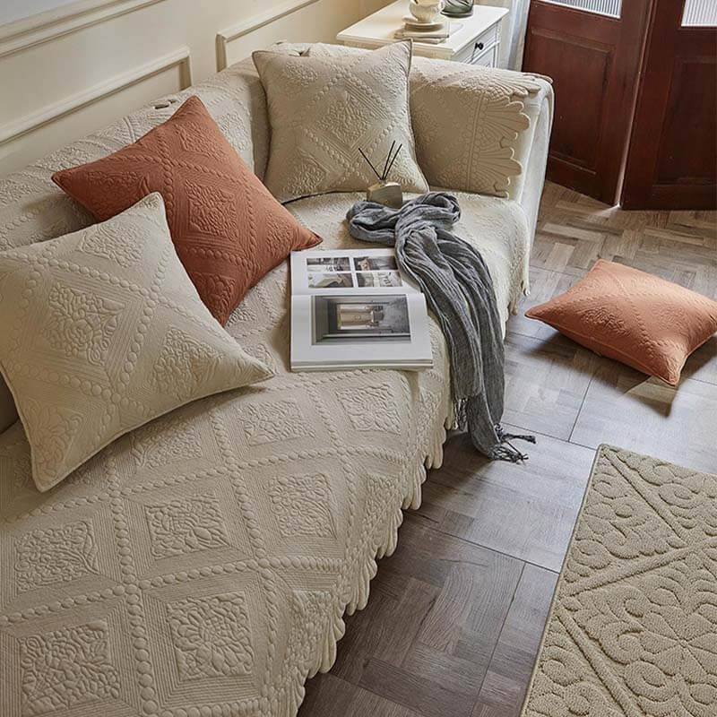 Copertura per divano in cotone lavabile con spigoli in tessuto alla moda