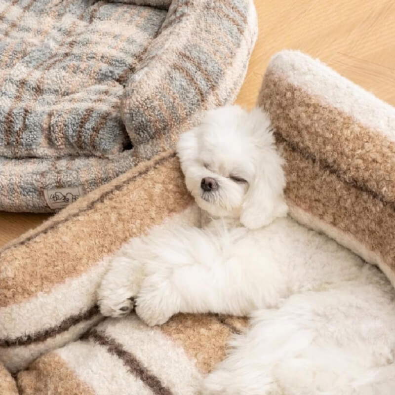 Divano letto per cani e gatti in peluche cozy per vacanze pigre