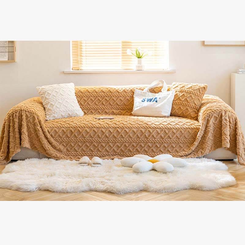Copertura per divano in fleece di colore solido