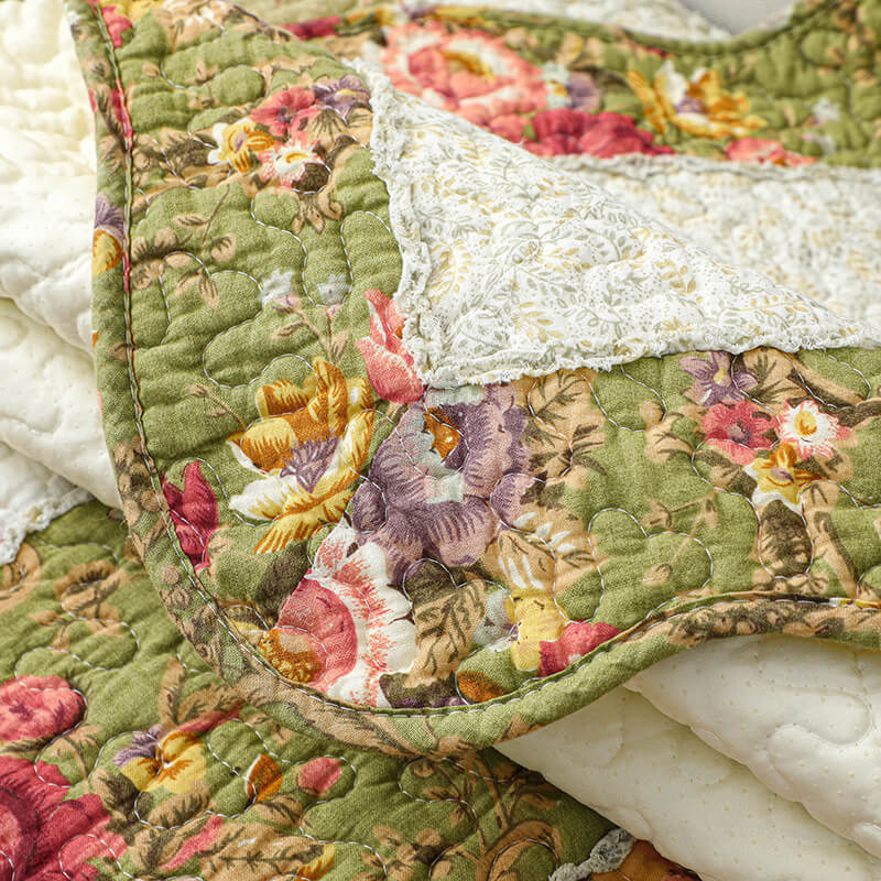 Copertura per divano in cotone a quadri floreale vintage