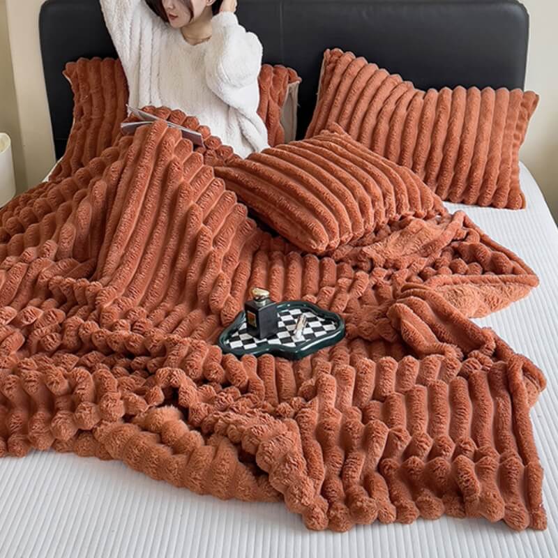 Coperta in peluche di raviolo finto caldo per divano, coperta per umani e cani.