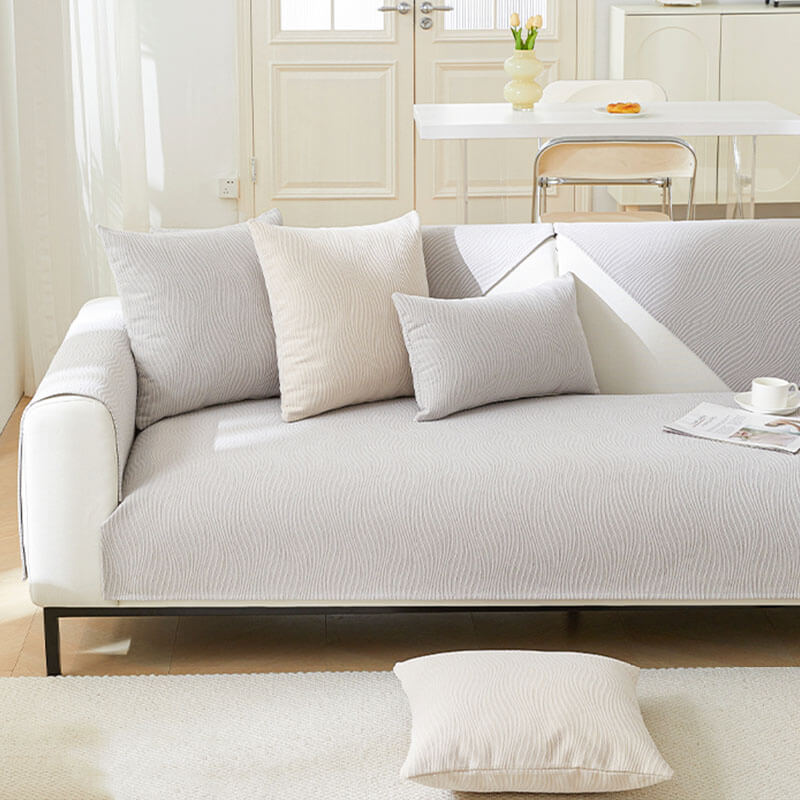 Copertura per divano in chenille morbido con texture a legno anti-graffio